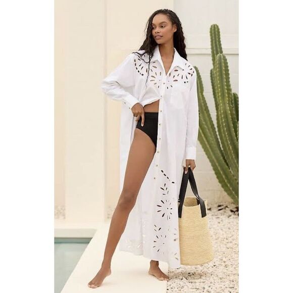 Anthropologie Dresses & Skirts - Anthropologie X Celandine Eyelet Button-Front Maxi Shirt Dress